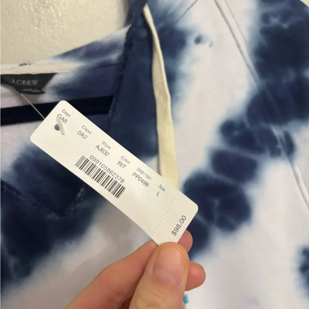 NEW J. Crew Tie-Dyed Hoodie in Original Cotton Terry - Size L